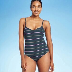 Kona Sol x Target L Hunter Green Pink Blush Pink Ivory Int Onepiece Swimsuit
